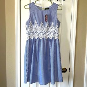 Midi Blue and White Pinstripe Dress